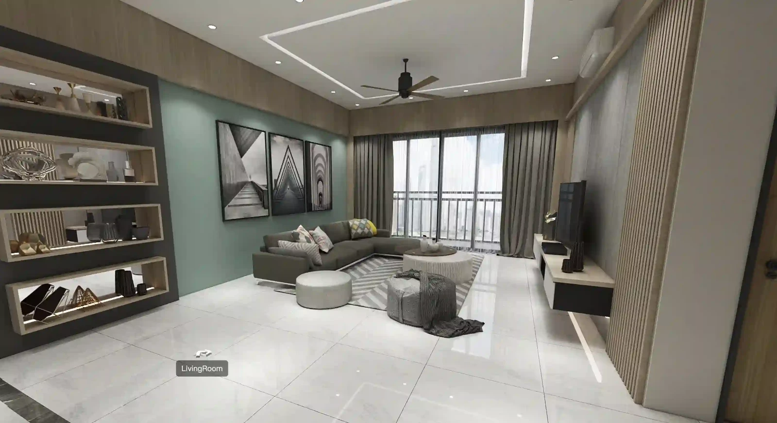 Рендер интерьера с панорамой